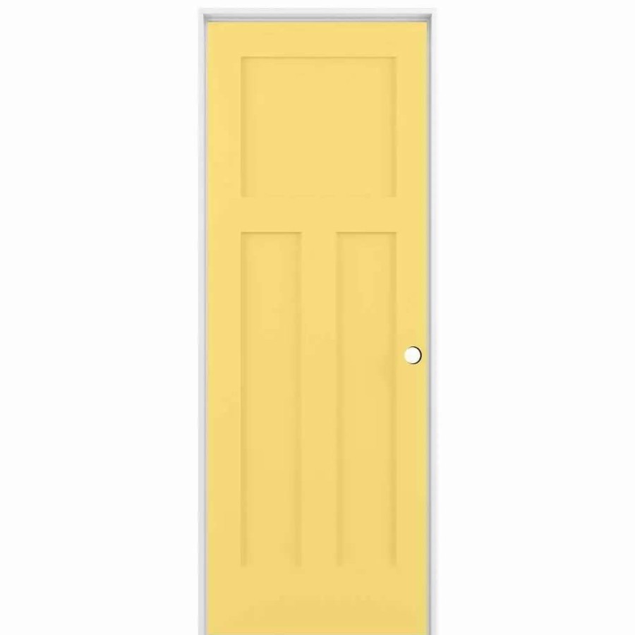 Interior Doors * | American Building Supply Prehung Interior Doors Shaker 24-In X 80-In Marigold 3-Panel Craftsman Solid Core Prefinished Pine Mdf Left Hand Inswing Single Prehung Interior Door