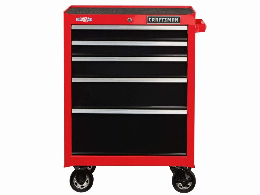 Tool Storage & Work Benches * | Craftsman Bottom Tool Cabinets 2000 Series 26.5-In W X 37.5-In H 5-Drawer Steel Rolling Tool Cabinet (Red)