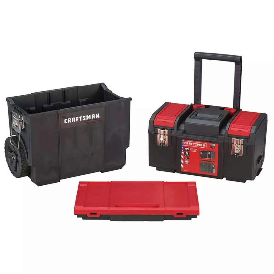 Tool Storage & Work Benches * | Craftsman Portable Tool Boxes Diy 19-In Red Plastic Wheels Lockable Tool Box