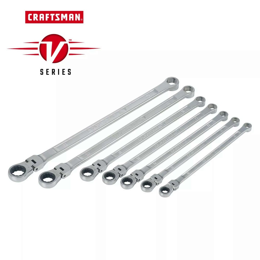 Hand Tools * | Craftsman Ratchet Wrenches & Sets V-Series 7-Piece Set 6-Point Metric Flexible Head Ratchet Wrench Set