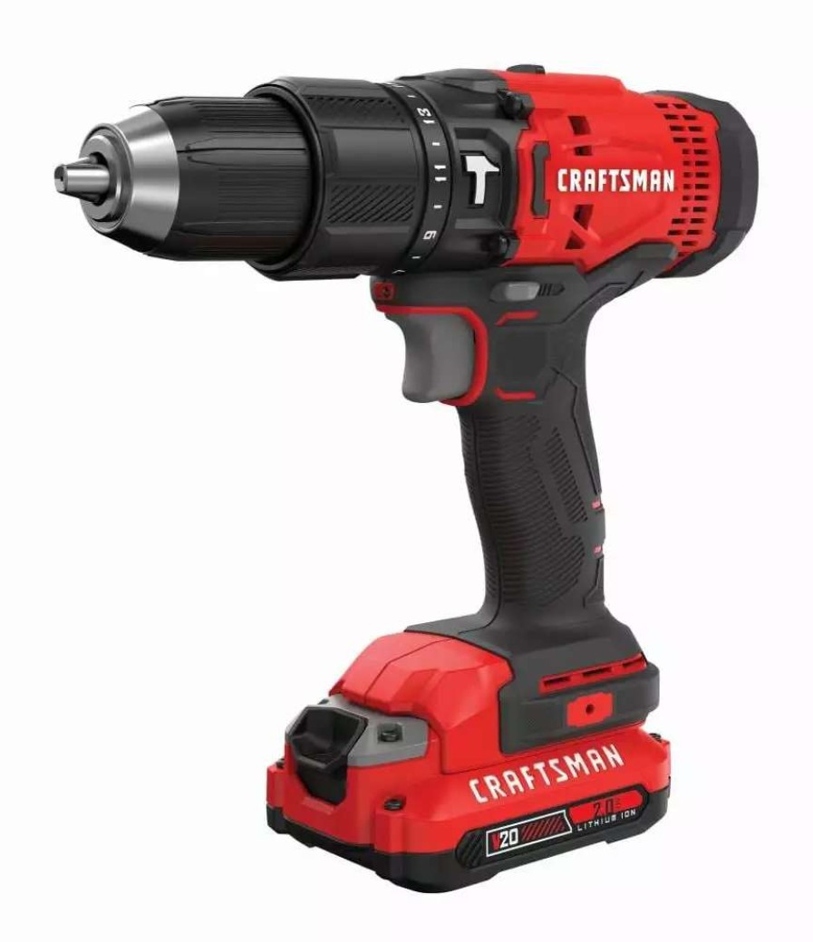 Power Tools * | Craftsman Hammer Drills V20 1/2-In 20-Volt Max Variable Speed Cordless Hammer Drill (1-Battery Included)