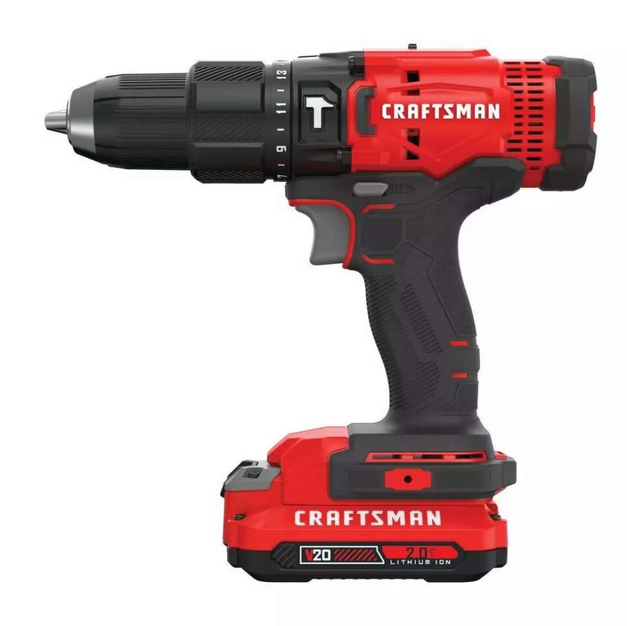 Power Tools * | Craftsman Hammer Drills V20 1/2-In 20-Volt Max Variable Speed Cordless Hammer Drill (1-Battery Included)