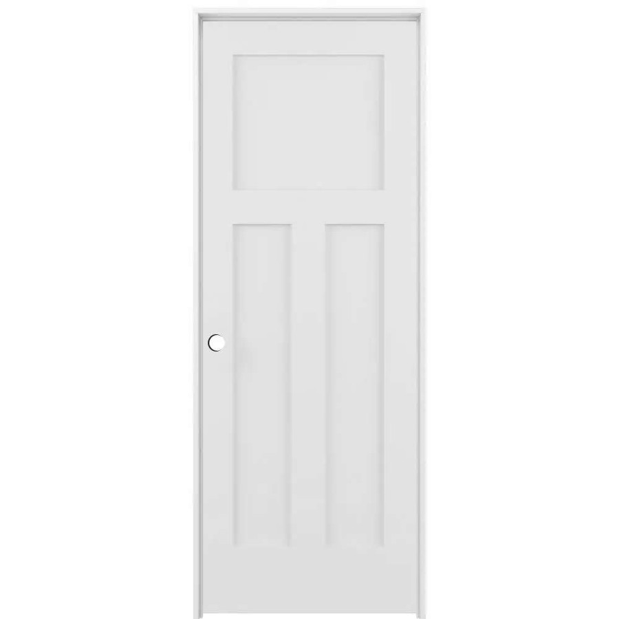 Interior Doors * | Reliabilt Prehung Interior Doors Shaker 36-In X 80-In White 3-Panel Craftsman Solid Core Prefinished Pine Mdf Right Hand Inswing Single Prehung Interior Door