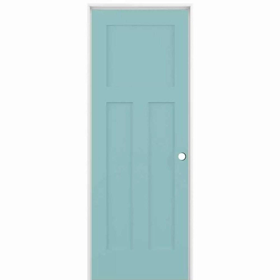 Interior Doors * | American Building Supply Prehung Interior Doors Shaker 32-In X 80-In Sea Mist 3-Panel Craftsman Solid Core Prefinished Pine Mdf Left Hand Inswing Single Prehung Interior Door