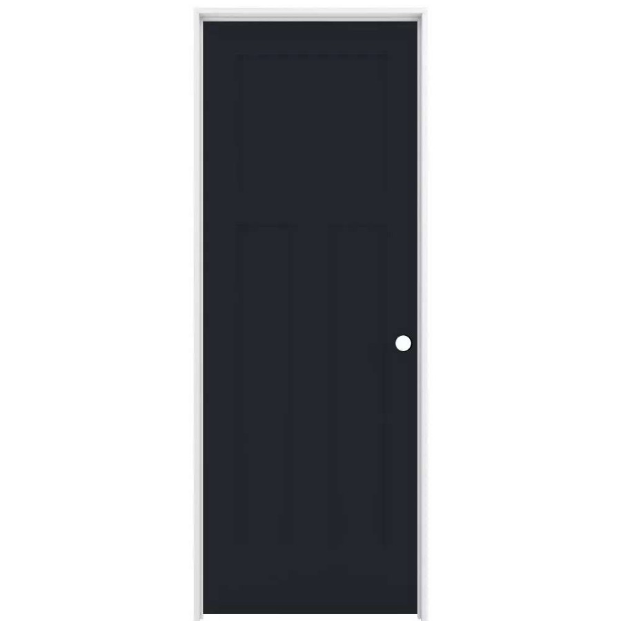 Interior Doors * | American Building Supply Prehung Interior Doors Shaker 24-In X 80-In Midnight 3-Panel Craftsman Solid Core Prefinished Pine Mdf Right Hand Inswing Single Prehung Interior Door