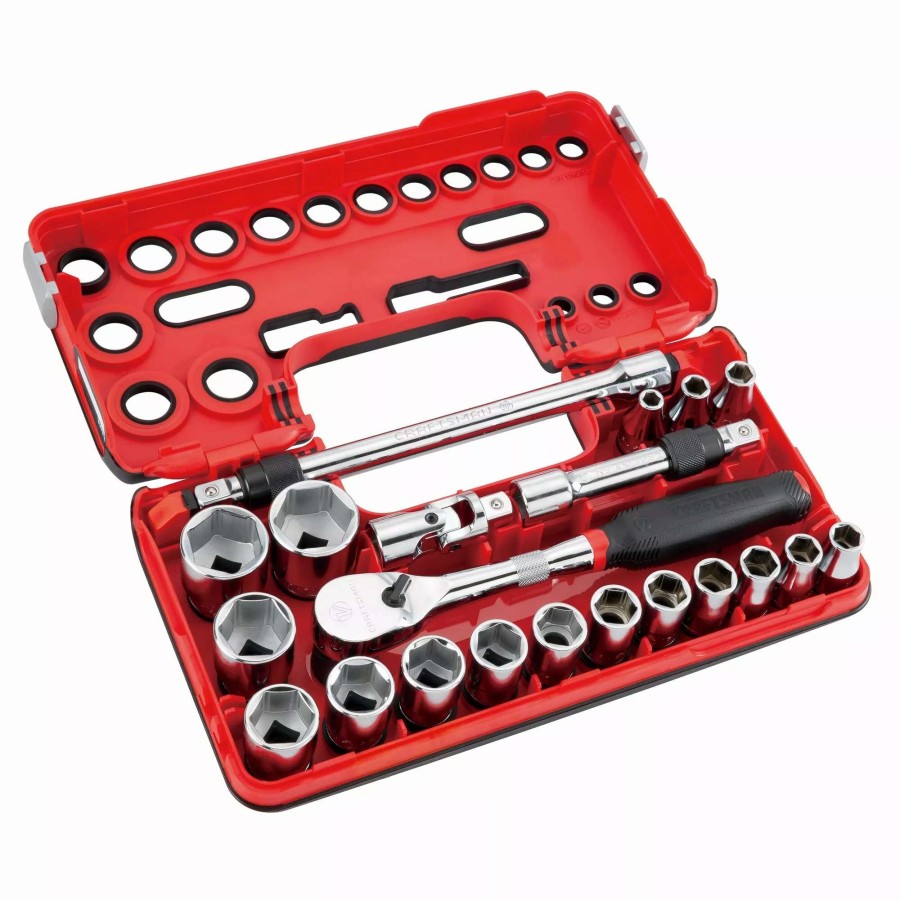 Hand Tools * | Craftsman Sockets & Socket Sets V-Series 21-Piece Metric 1/2-In Drive 6-Point Set Shallow Socket Set