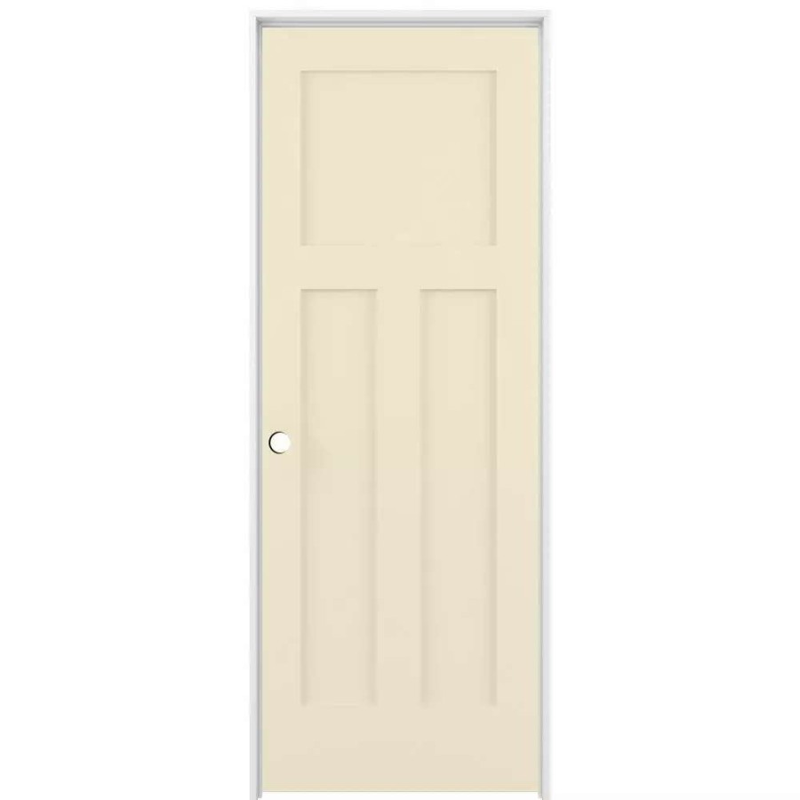 Interior Doors * | Reliabilt Prehung Interior Doors Shaker 36-In X 80-In Cream-N-Sugar 3-Panel Craftsman Solid Core Prefinished Pine Mdf Right Hand Inswing Single Prehung Interior Door