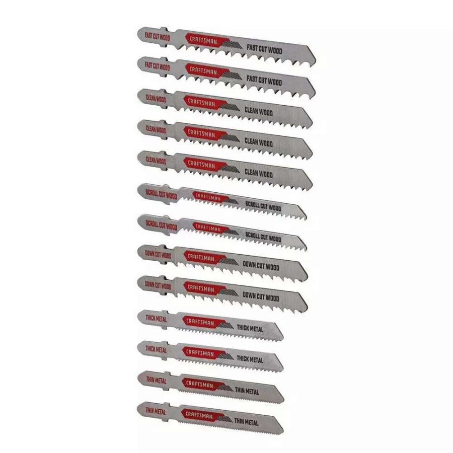 Power Tool Accessories * | Craftsman Jigsaw Blades 13-Pack Set T-Shank High-Carbon Steel Jigsaw Blade Set