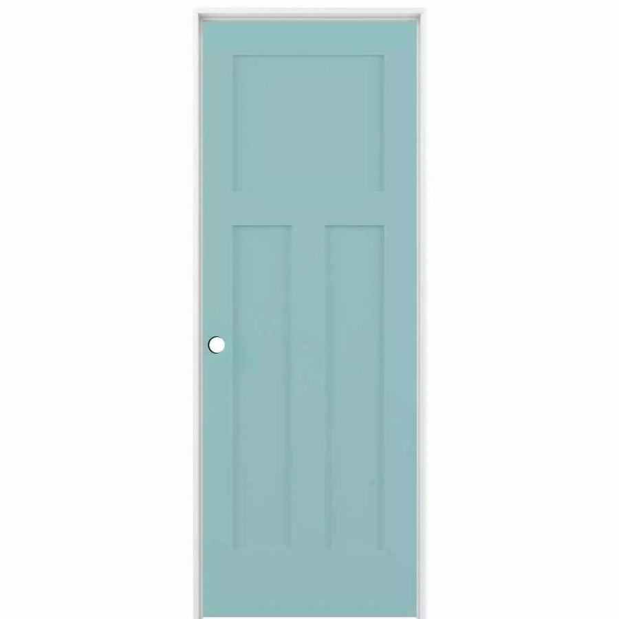 Interior Doors * | American Building Supply Prehung Interior Doors Shaker 24-In X 80-In Sea Mist 3-Panel Craftsman Solid Core Prefinished Pine Mdf Right Hand Inswing Single Prehung Interior Door