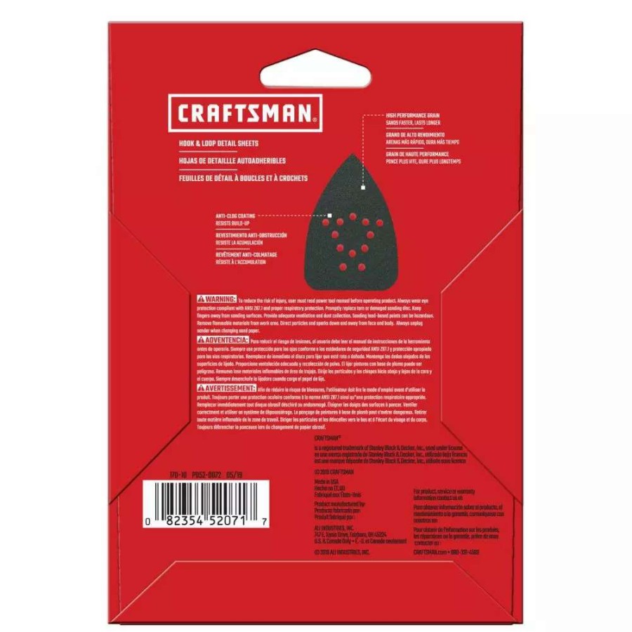 Power Tool Accessories * | Craftsman Power Tool Sandpaper Ceramic Mouse Sht 120 Grit 10Pk 10-Piece Ceramic Alumina 120-Grit Detail Sandpaper