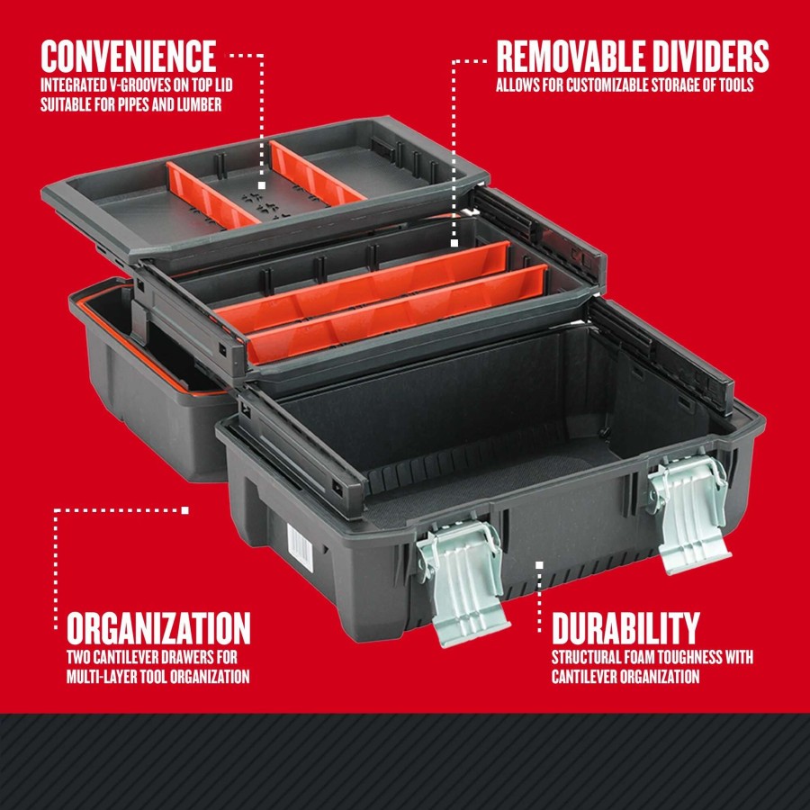 Tool Storage & Work Benches * | Craftsman Portable Tool Boxes 18-In (No Drawer Slides) Black Structural Foam Tool Box