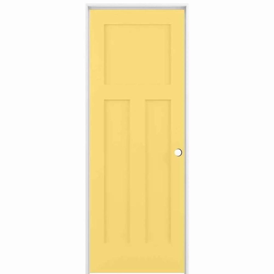 Interior Doors * | Reliabilt Prehung Interior Doors Shaker 28-In X 80-In Marigold 3-Panel Craftsman Solid Core Prefinished Pine Mdf Left Hand Inswing Single Prehung Interior Door