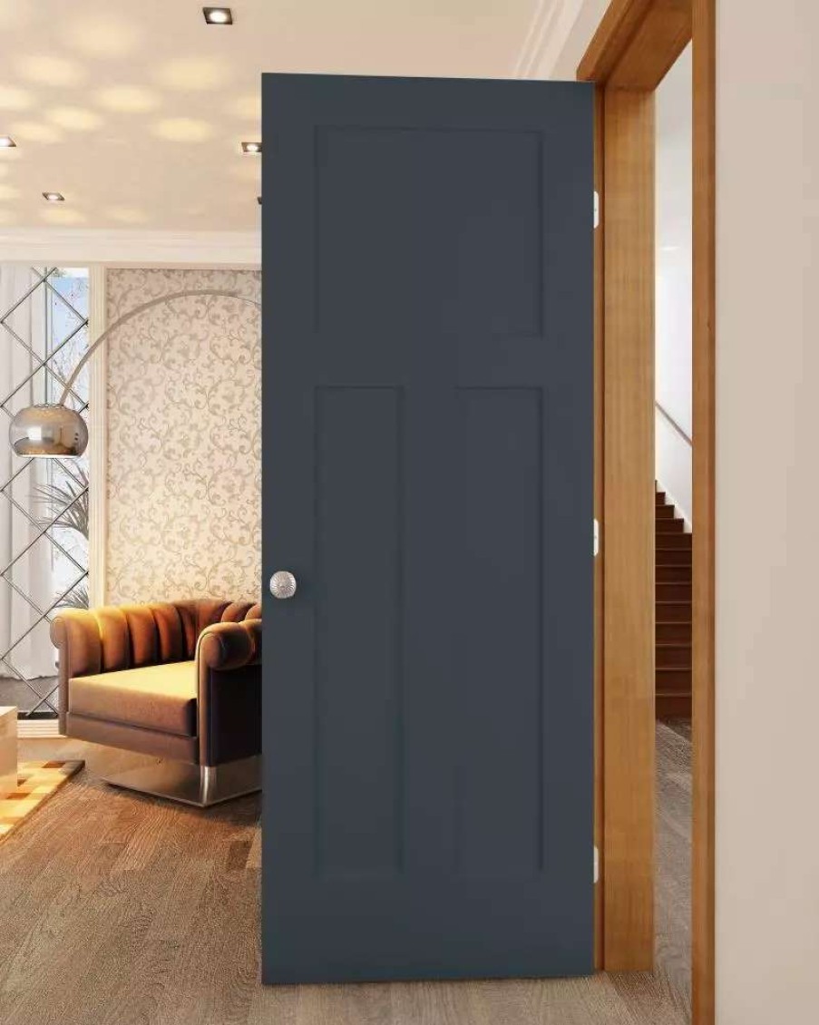 Interior Doors * | American Building Supply Prehung Interior Doors Shaker 30-In X 80-In Slate 3-Panel Craftsman Solid Core Prefinished Pine Mdf Right Hand Inswing Single Prehung Interior Door