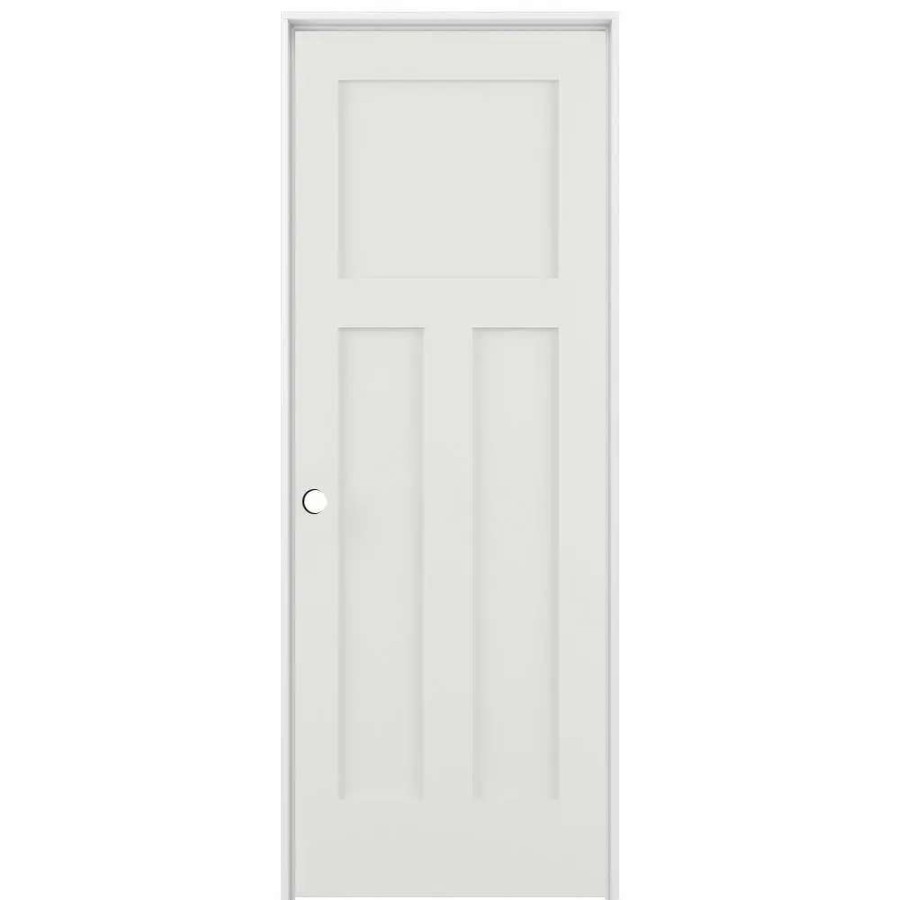 Interior Doors * | American Building Supply Prehung Interior Doors Shaker 32-In X 80-In Snow Storm 3-Panel Craftsman Solid Core Prefinished Pine Mdf Right Hand Inswing Single Prehung Interior Door