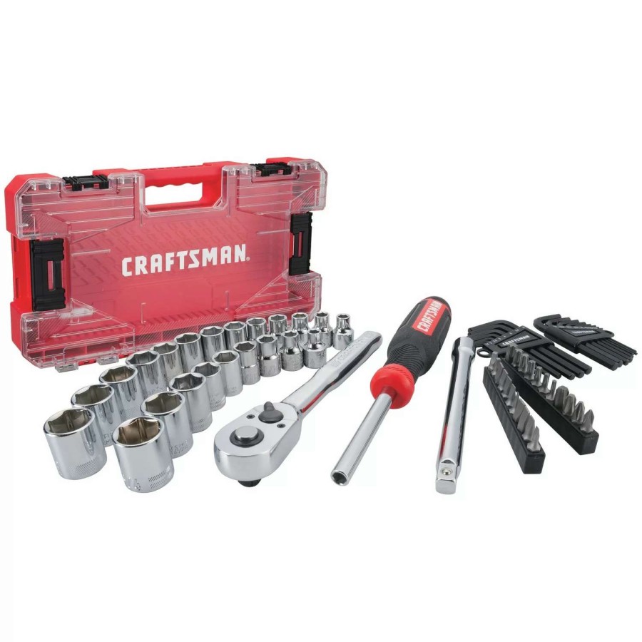 Hand Tools * | Craftsman Mechanics Tool Sets 63-Piece Standard (Sae) And Metric Combination Chrome Mechanics Tool Set (3/8-In)