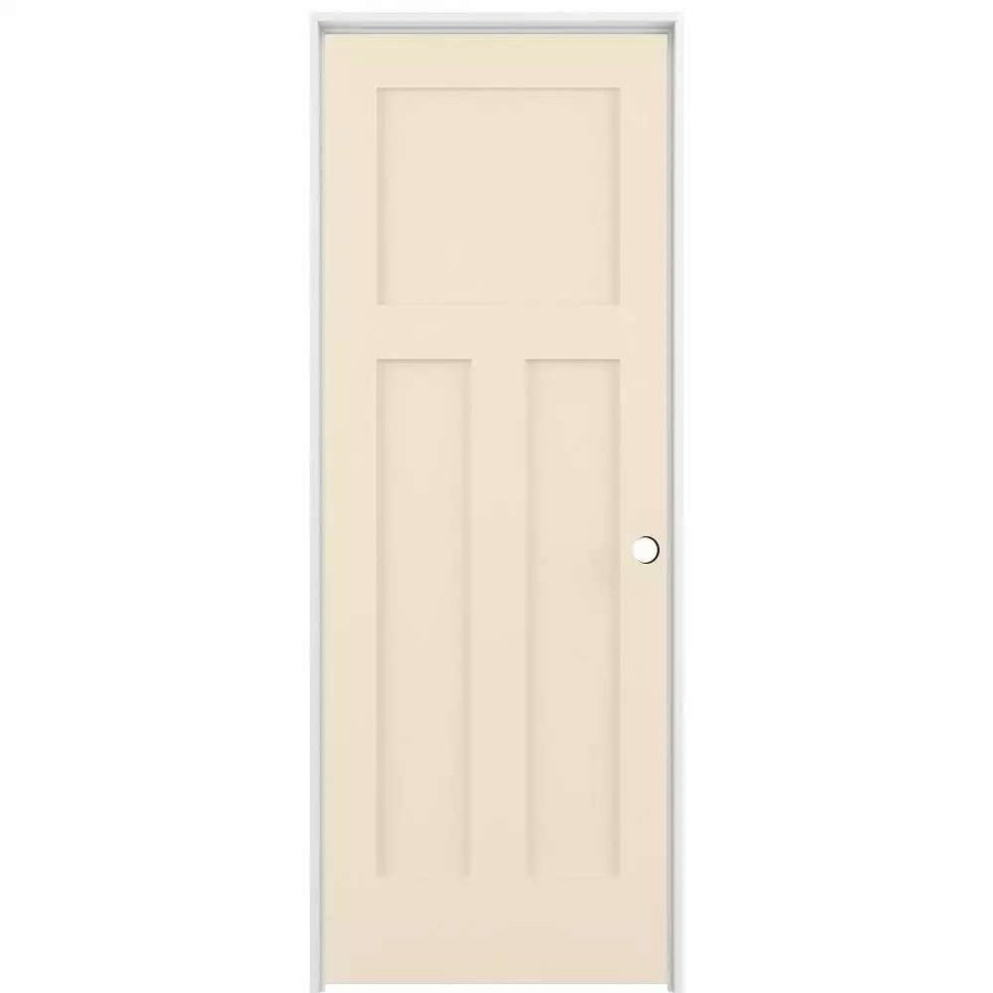 Interior Doors * | American Building Supply Prehung Interior Doors Shaker 24-In X 80-In Cream-N-Sugar 3-Panel Craftsman Solid Core Prefinished Pine Mdf Left Hand Inswing Single Prehung Interior Door