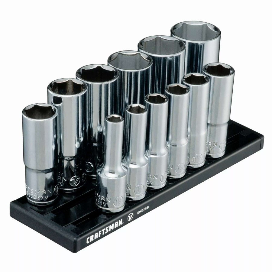 Hand Tools * | Craftsman Sockets & Socket Sets V-Series 12-Piece Standard (Sae) 3/8-In Drive 6-Point Set Deep Socket Set