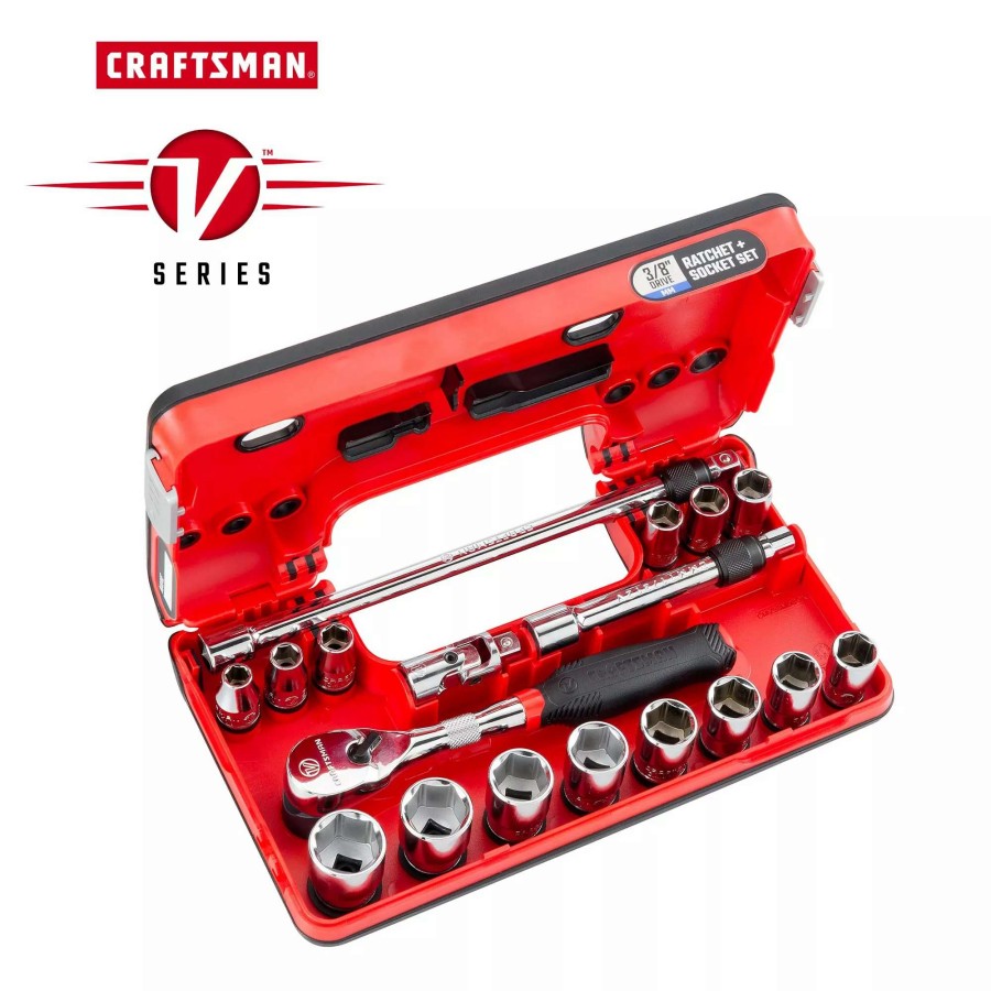 Hand Tools * | Craftsman Sockets & Socket Sets V-Series 18-Piece Metric 3/8-In Drive 6-Point Set Shallow Socket Set