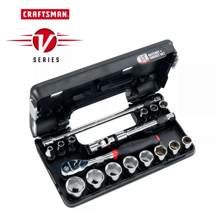 Hand Tools * | Craftsman Sockets & Socket Sets V-Series 18-Piece Standard (Sae) 3/8-In Drive 6-Point Set Shallow Socket Set