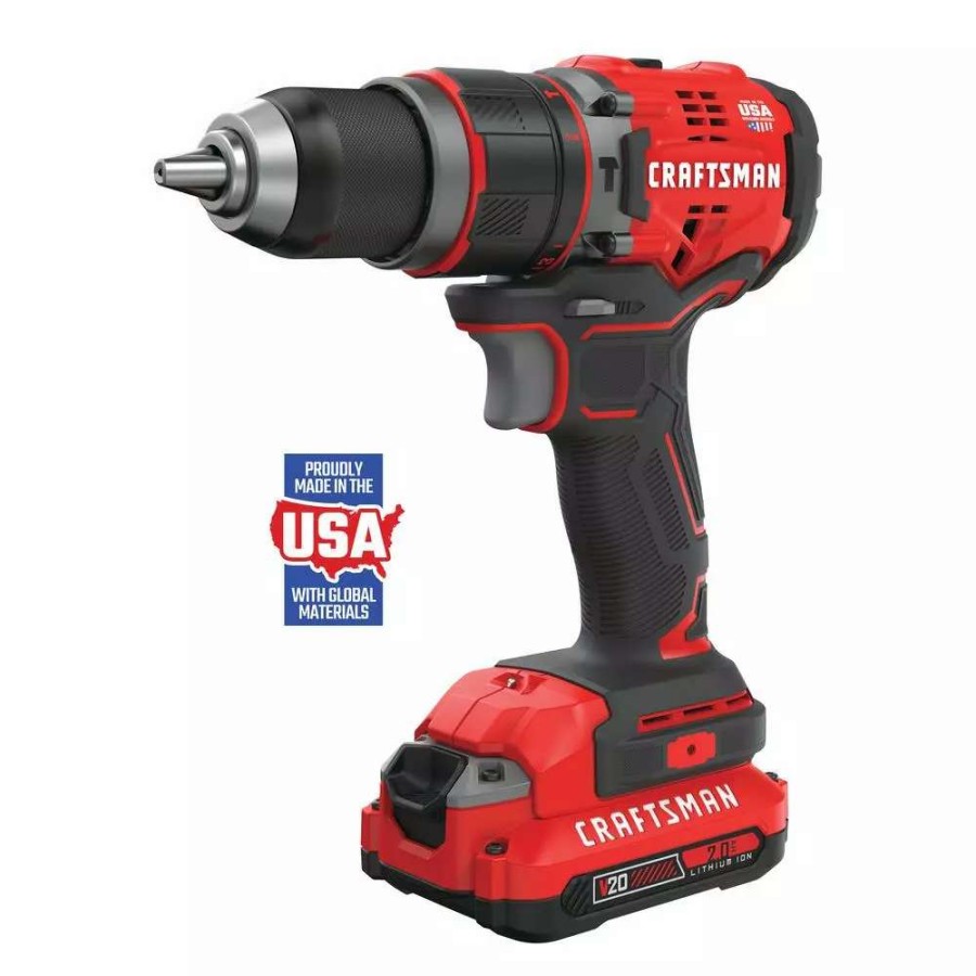 Power Tools * | Craftsman Hammer Drills V20 1/2-In 20-Volt Max Variable Speed Brushless Cordless Hammer Drill (2-Batteries Included)