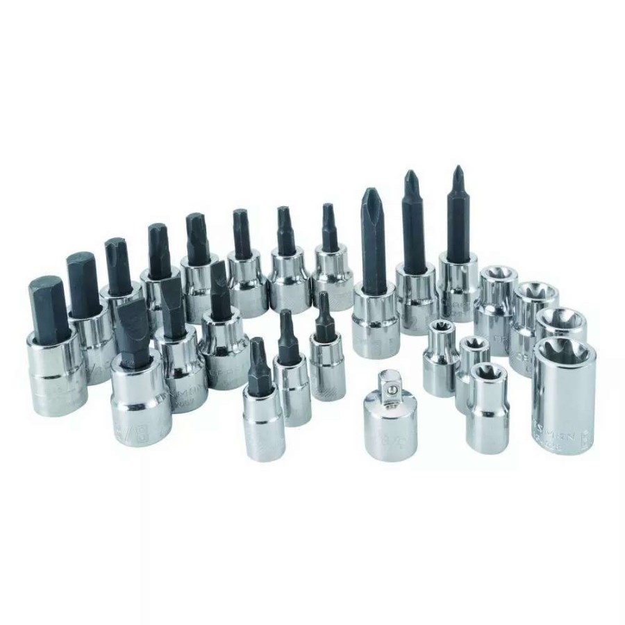 Hand Tools * | Craftsman Driver Sockets & Sets 25-Piece 1/4-In; 3/8-In Drive Set Hex; Torx; Phillips; Flathead Bit Standard (Sae) And Metric Combination Driver Socket Set