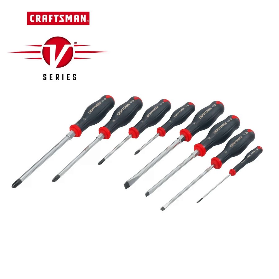 Hand Tools * | Craftsman Screwdrivers V-Series 8-Piece Bi-Material Handle Set Screwdriver Set