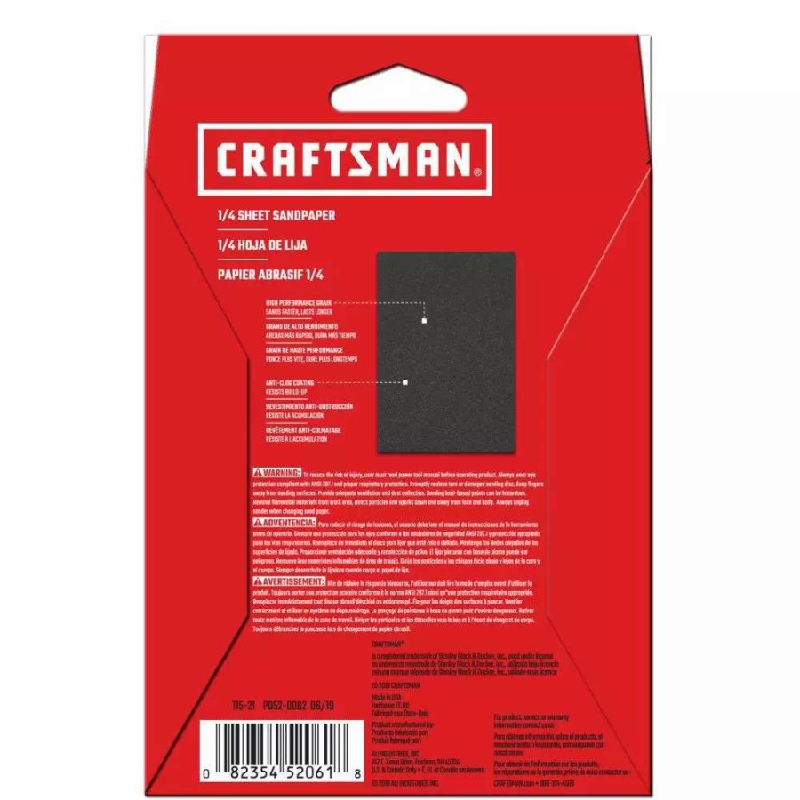 Power Tool Accessories * | Craftsman Power Tool Sandpaper Ceramic 1/4 Sheet 120 Grit 10Pk 10-Piece Ceramic Alumina 120-Grit Sheet Sandpaper