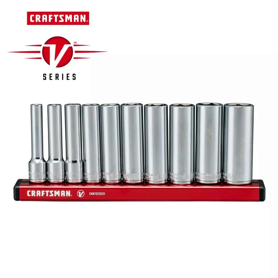 Hand Tools * | Craftsman Sockets & Socket Sets V-Series 10-Piece Metric 1/4-In Drive 6-Point Set Deep Socket Set