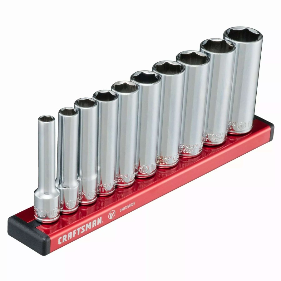 Hand Tools * | Craftsman Sockets & Socket Sets V-Series 10-Piece Metric 1/4-In Drive 6-Point Set Deep Socket Set