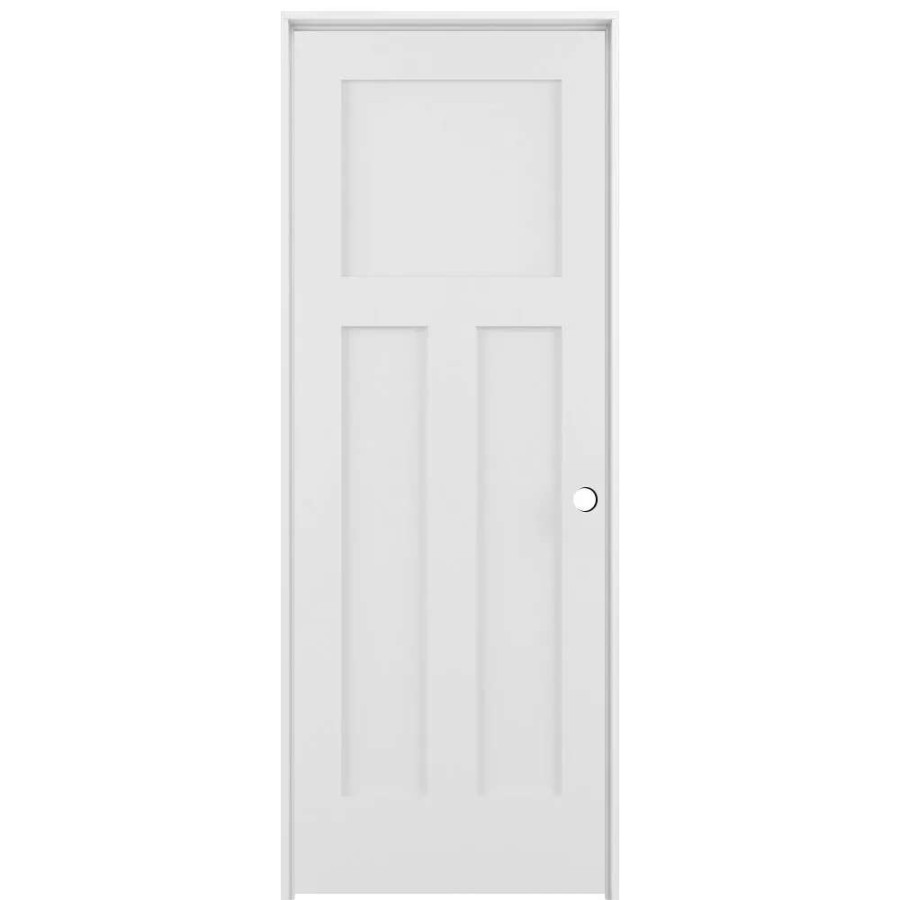 Interior Doors * | American Building Supply Prehung Interior Doors Shaker 28-In X 80-In White 3-Panel Craftsman Solid Core Prefinished Pine Mdf Left Hand Inswing Single Prehung Interior Door