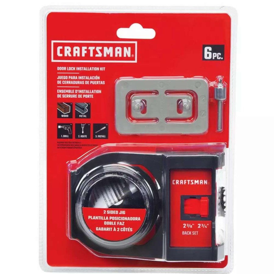 Power Tool Accessories * | Craftsman Hole Saws & Kits 6-Piece Set Bi-Metal Arbored Adjustable Door Lock Kit Set