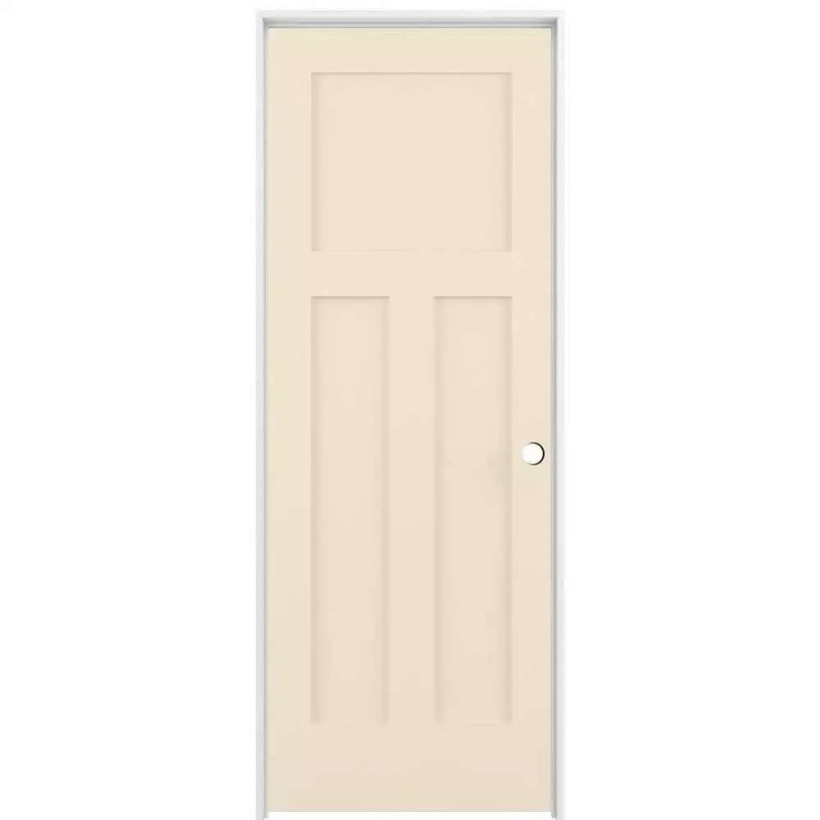 Interior Doors * | American Building Supply Prehung Interior Doors Shaker 32-In X 80-In Cream-N-Sugar 3-Panel Craftsman Solid Core Prefinished Pine Mdf Left Hand Inswing Single Prehung Interior Door