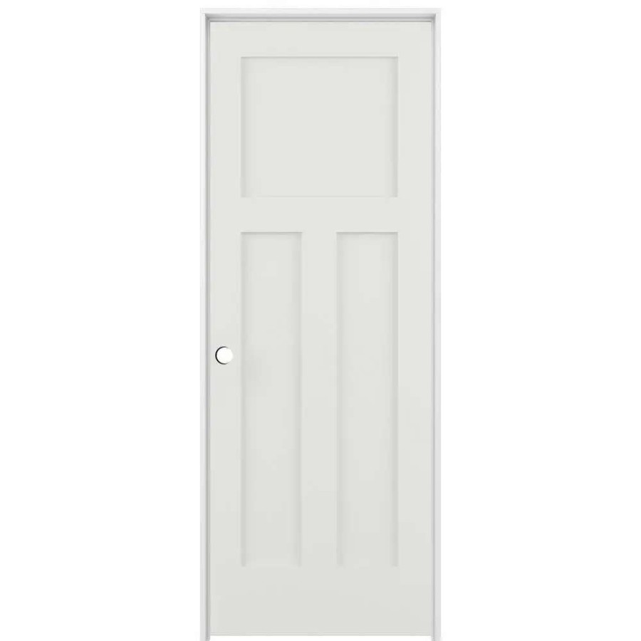 Interior Doors * | American Building Supply Prehung Interior Doors Shaker 28-In X 80-In Snow Storm 3-Panel Craftsman Solid Core Prefinished Pine Mdf Right Hand Inswing Single Prehung Interior Door