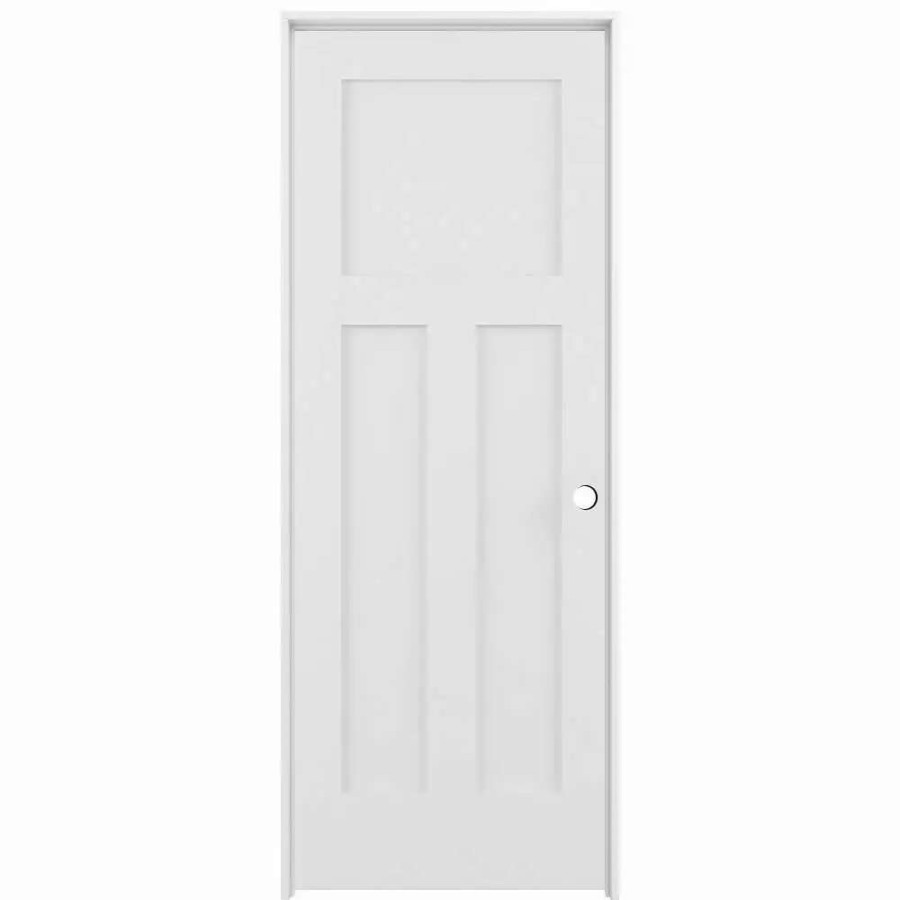 Interior Doors * | American Building Supply Prehung Interior Doors Shaker 32-In X 80-In White 3-Panel Craftsman Solid Core Prefinished Pine Mdf Left Hand Inswing Single Prehung Interior Door