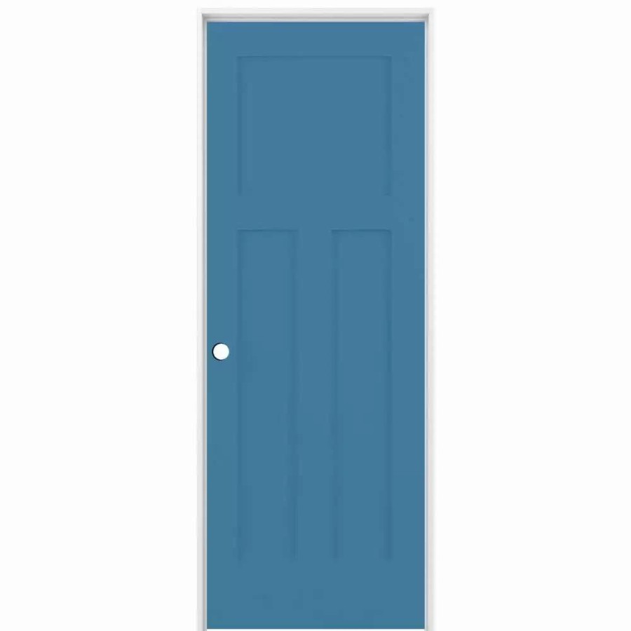 Interior Doors * | Reliabilt Prehung Interior Doors Shaker 36-In X 80-In Blue Heron 3-Panel Craftsman Solid Core Prefinished Pine Mdf Right Hand Inswing Single Prehung Interior Door