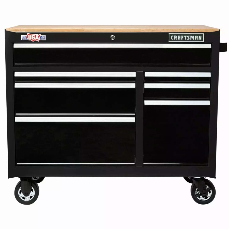 Tool Storage & Work Benches * | Craftsman Bottom Tool Cabinets 2000 Series 41-In W X 35-In H 7-Drawer Steel Rolling Tool Cabinet (Black)