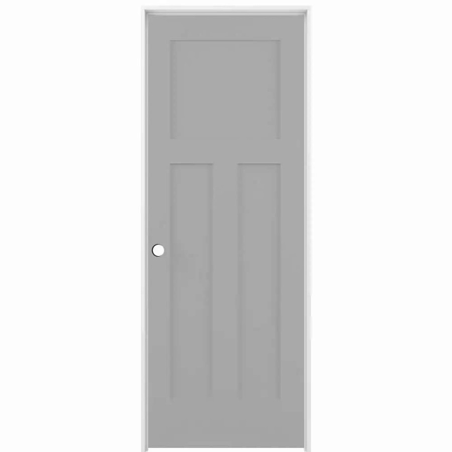 Interior Doors * | American Building Supply Prehung Interior Doors Shaker 28-In X 80-In Driftwood 3-Panel Craftsman Solid Core Prefinished Pine Mdf Right Hand Inswing Single Prehung Interior Door