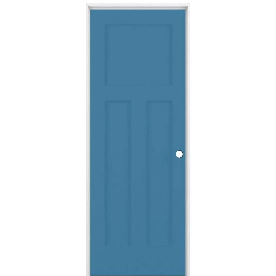 Interior Doors * | Reliabilt Prehung Interior Doors Shaker 24-In X 80-In Blue Heron 3-Panel Craftsman Solid Core Prefinished Pine Mdf Left Hand Inswing Single Prehung Interior Door