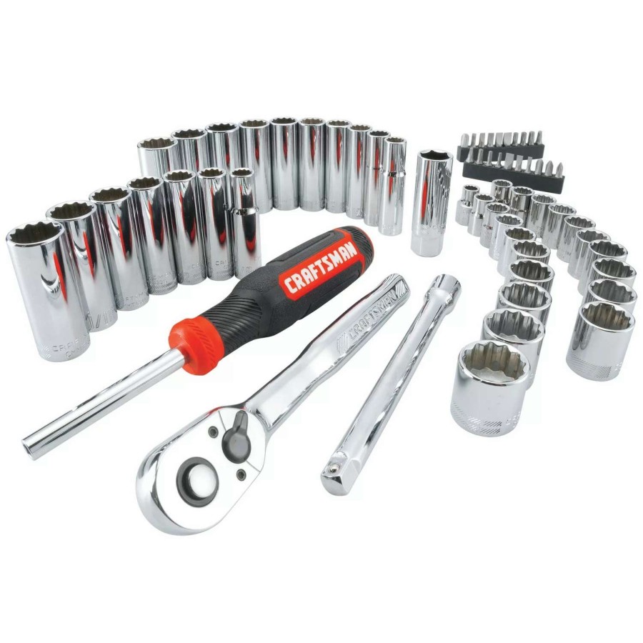 Hand Tools * | Craftsman Mechanics Tool Sets 61-Piece Standard (Sae) And Metric Combination Chrome Mechanics Tool Set (3/8-In;)