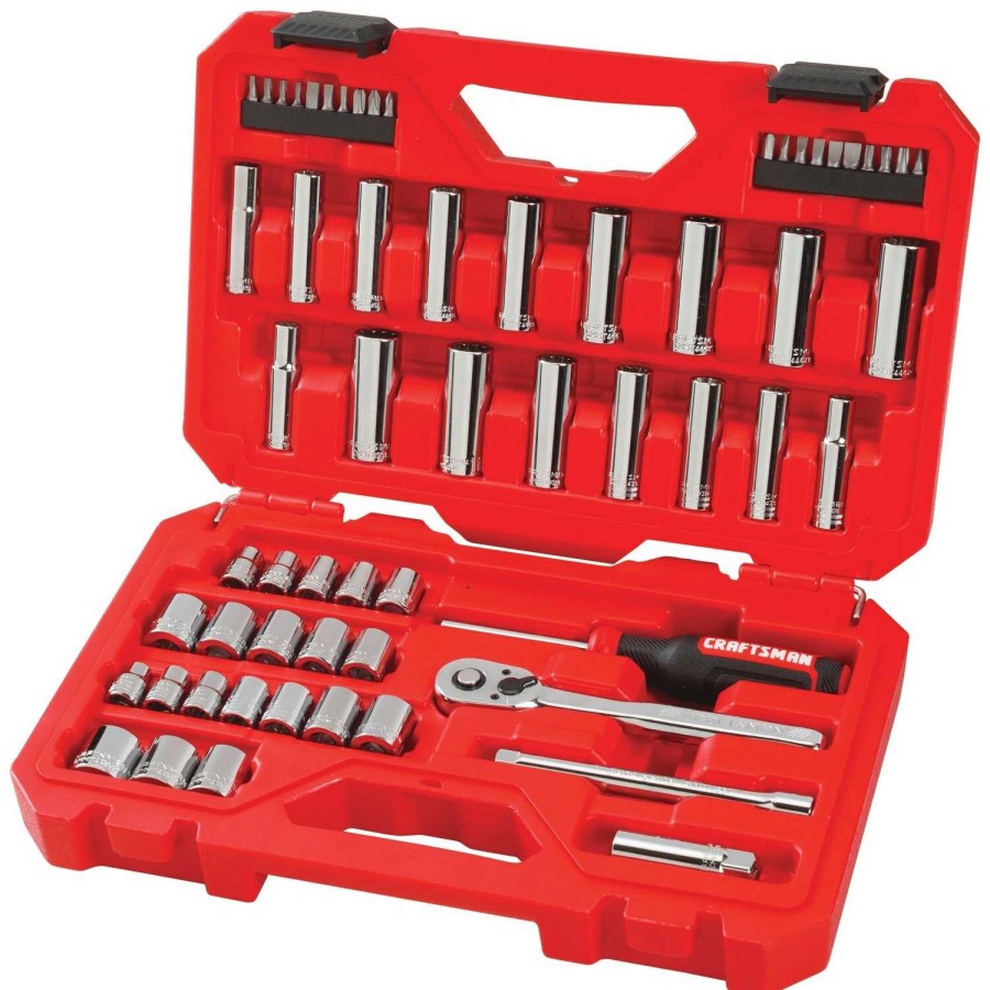 Hand Tools * | Craftsman Mechanics Tool Sets 61-Piece Standard (Sae) And Metric Combination Chrome Mechanics Tool Set (3/8-In;)