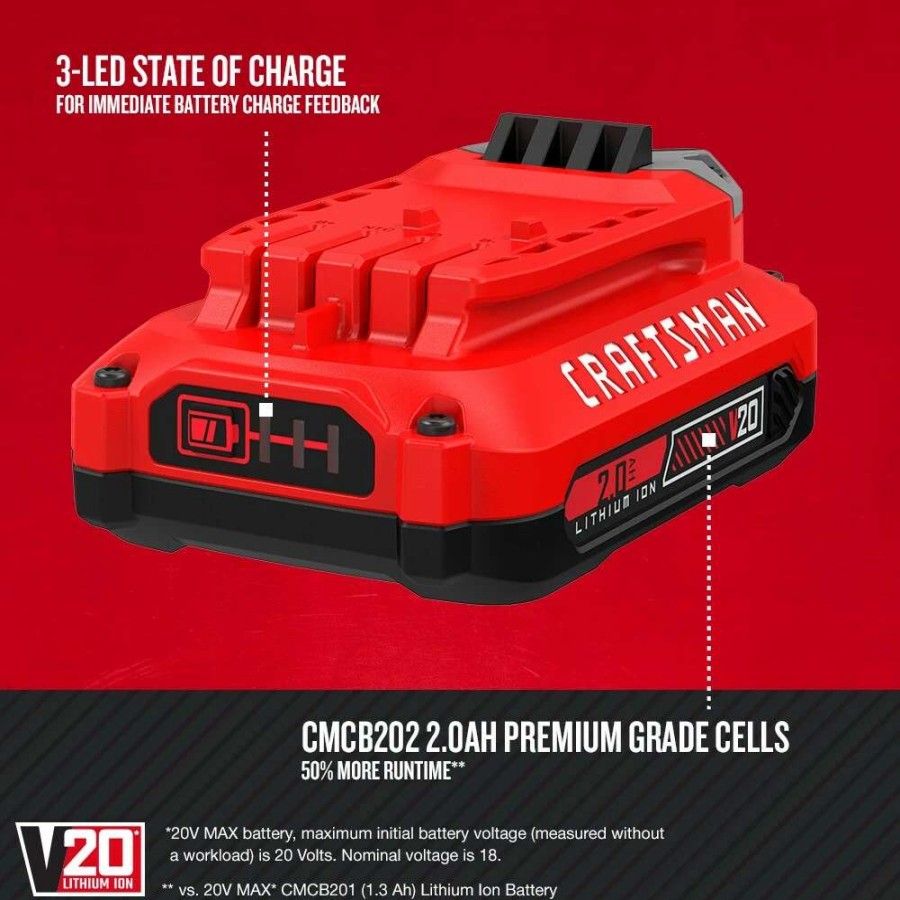 Power Tool Accessories * | Craftsman Power Tool Batteries & Chargers V20 20-Volt Max 2 Amp-Hour Lithium Power Tool Battery