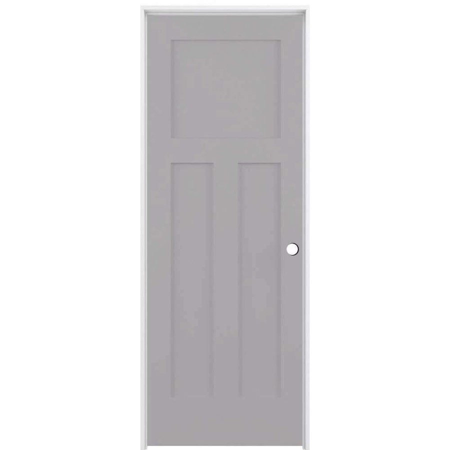 Interior Doors * | American Building Supply Prehung Interior Doors Shaker 28-In X 80-In Driftwood 3-Panel Craftsman Solid Core Prefinished Pine Mdf Left Hand Inswing Single Prehung Interior Door