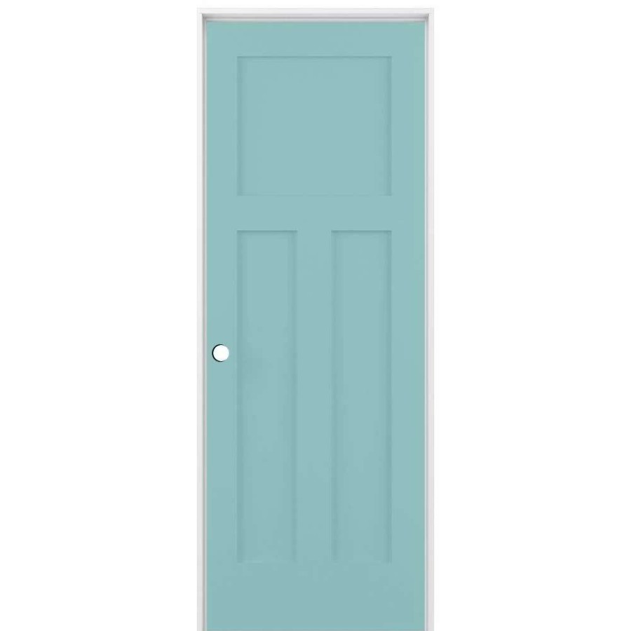 Interior Doors * | American Building Supply Prehung Interior Doors Shaker 36-In X 80-In Sea Mist 3-Panel Craftsman Solid Core Prefinished Pine Mdf Right Hand Inswing Single Prehung Interior Door