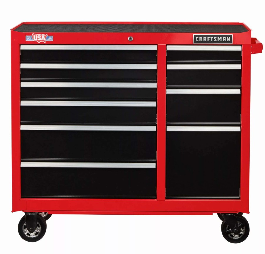 Tool Storage & Work Benches * | Craftsman Bottom Tool Cabinets 2000 Series 41-In W X 37.5-In H 10-Drawer Steel Rolling Tool Cabinet (Red)