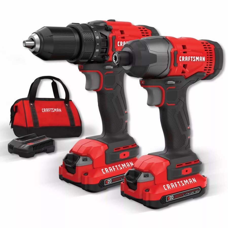 Power Tools * | Craftsman Power Tool Combo Kits V20 2-Tool 20-Volt Max Power Tool Combo Kit With Soft Case (2-Batteries Included And Charger Included)