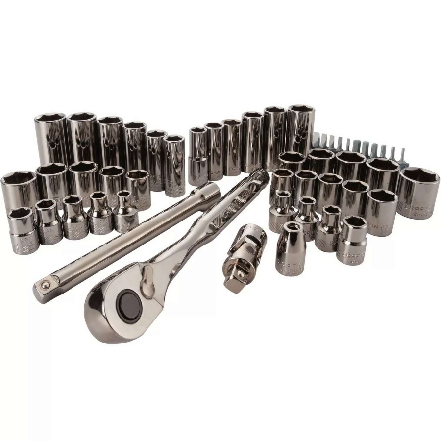 Hand Tools * | Craftsman Mechanics Tool Sets 51-Piece Standard (Sae) And Metric Combination Gunmetal Chrome Mechanics Tool Set (3/8-In)