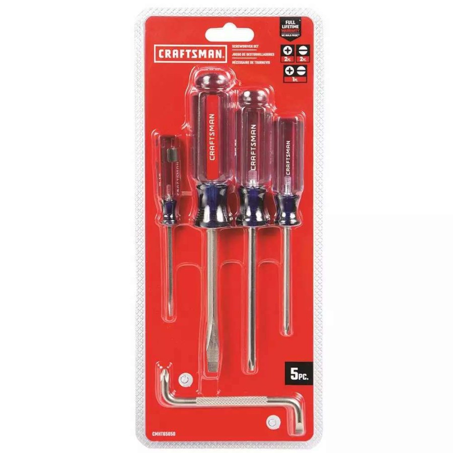 Hand Tools * | Craftsman Screwdrivers 5-Piece Acetate Handle Set Screwdriver Set