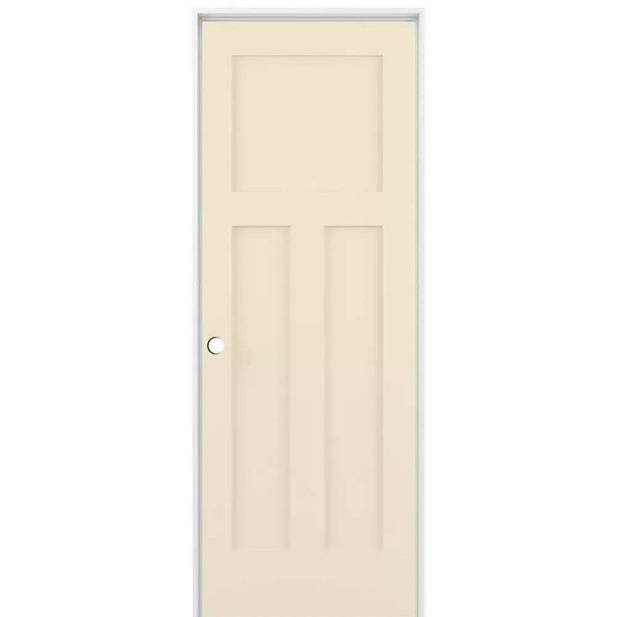 Interior Doors * | American Building Supply Prehung Interior Doors Shaker 32-In X 80-In Cream-N-Sugar 3-Panel Craftsman Solid Core Prefinished Pine Mdf Right Hand Inswing Single Prehung Interior Door