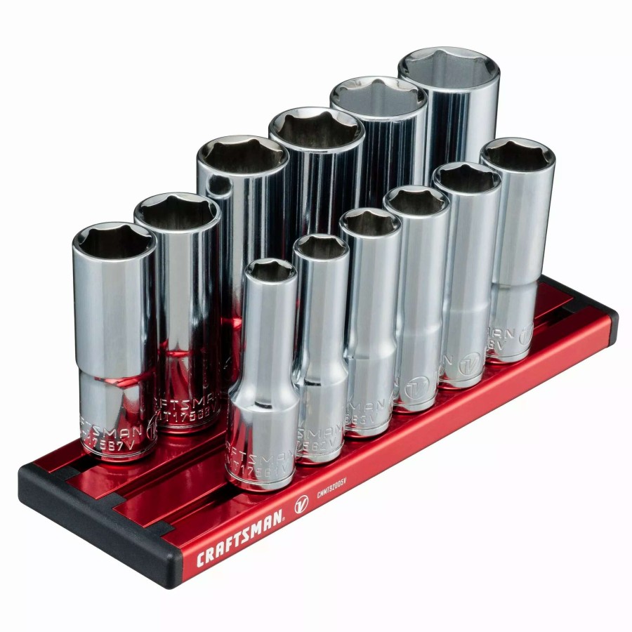 Hand Tools * | Craftsman Sockets & Socket Sets V-Series 12-Piece Metric 3/8-In Drive 6-Point Set Deep Socket Set