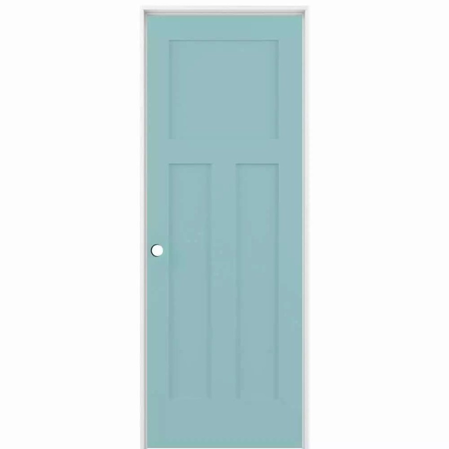 Interior Doors * | American Building Supply Prehung Interior Doors Shaker 30-In X 80-In Sea Mist 3-Panel Craftsman Solid Core Prefinished Pine Mdf Right Hand Inswing Single Prehung Interior Door